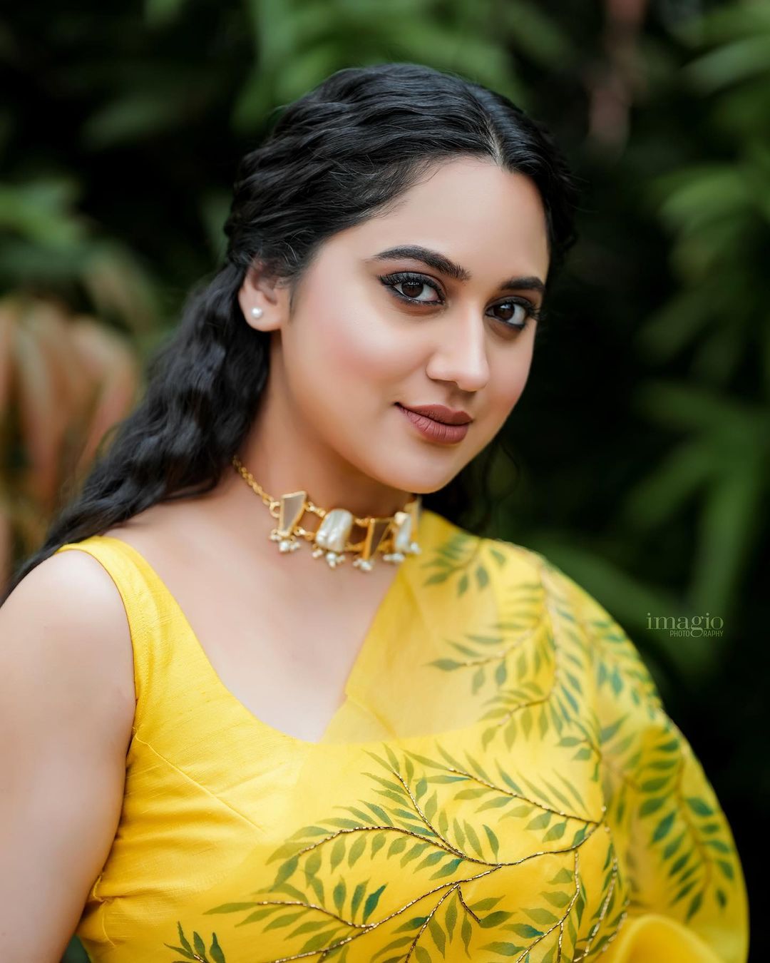 Malayalam Actress Miya George Stills in Yellow Saree